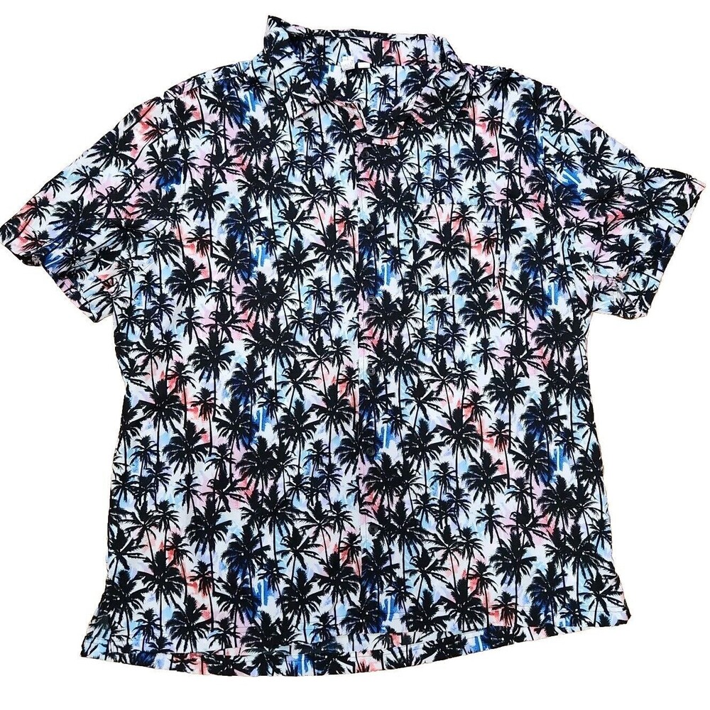 Amscan Tropical Button Up  XL Men's Hawaiian Shirt Palm Tree